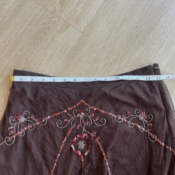Arden B Brown Beaded Sequin Embroidered Skirt Boho Y2K Fairy Party Size 8 - Picture 6 of 6